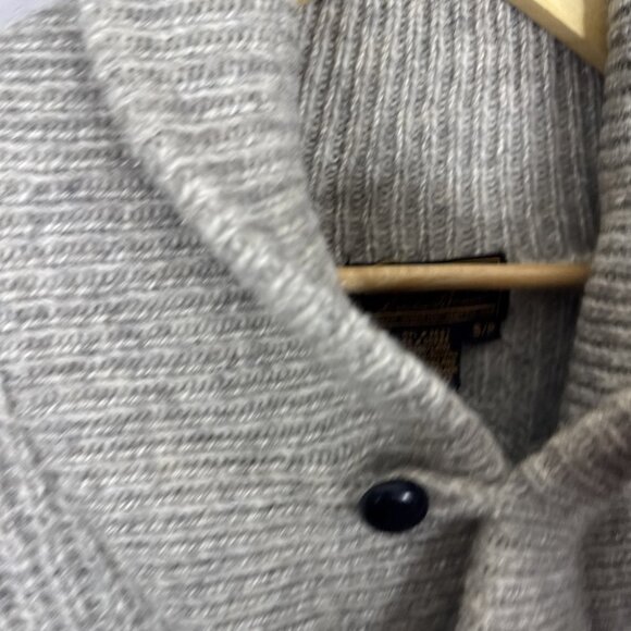 Eddie Bauer Wool Blend Shawl Collar Sweater Gray Button Neck Men’s Small - Picture 3 of 5